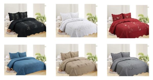 F1-740 - Embroidered Solid 3 pc. Quilt Set (King) *temporarily unavailable* - Image 2