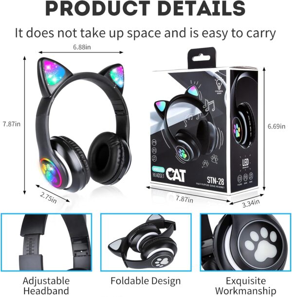G2-638 -  "CAT" Wireless Light-Up Headset (Black & Green) - Image 2