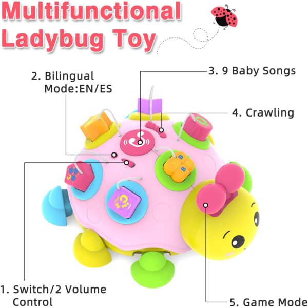 T3-335 - B/O Musical Ladybug Shape Sorter Toy - Image 2