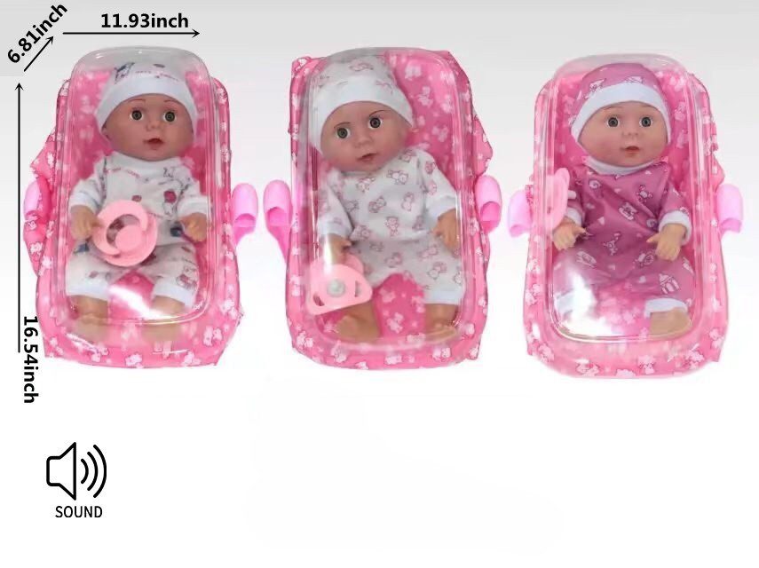 T2-384 Baby Doll 11in With Bassinet