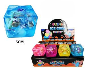 T4-86 Glitter Ice Cube With Sea shells Squishy (12/dl)