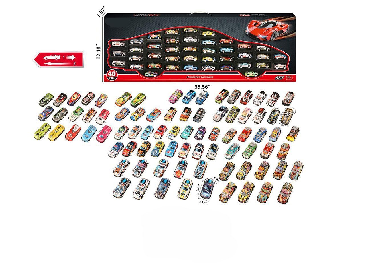 T1-207 40Pcs Diecast Cars In Carry Case