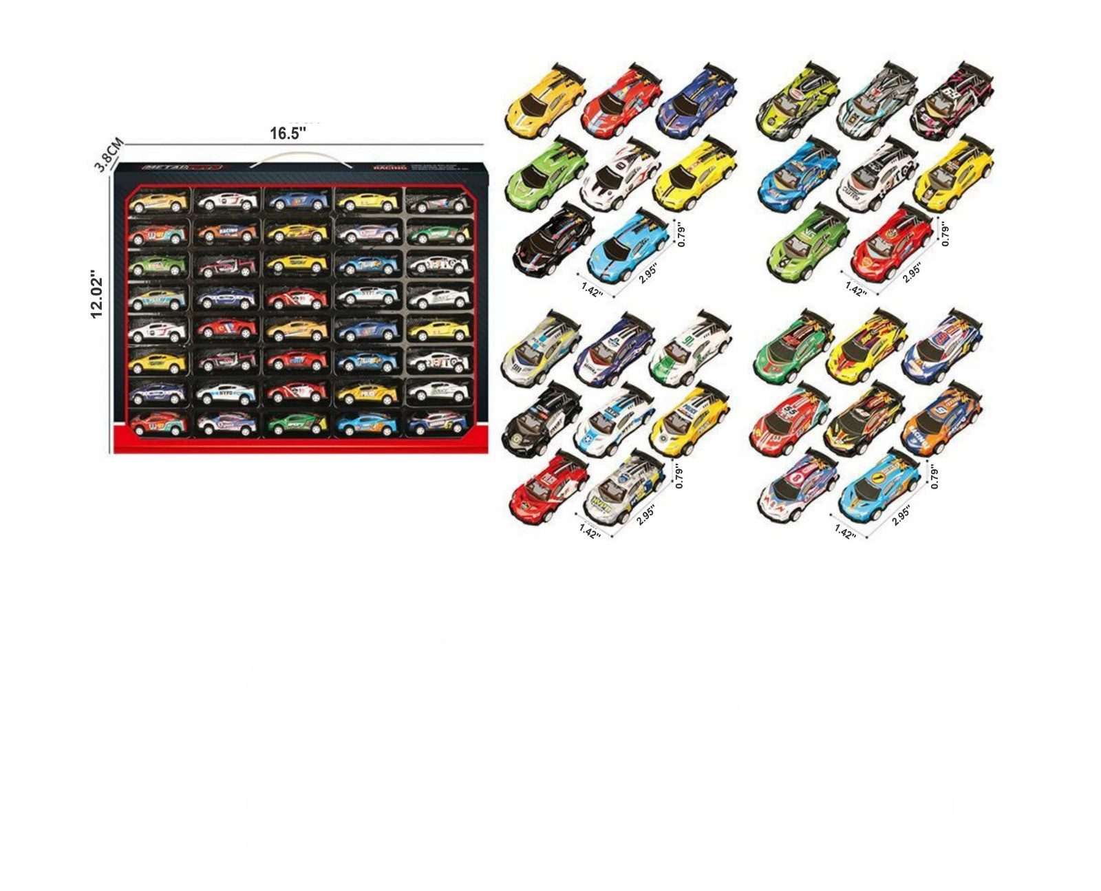 T1-209 40 Pcs Diecast Race Cars In Carry Case