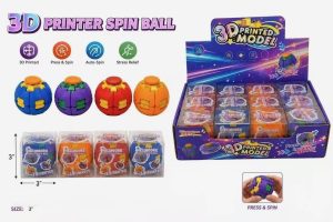 T4-86 3D Printed Spin Ball 3"X3" in Clear Cube Box (12/Dl)
