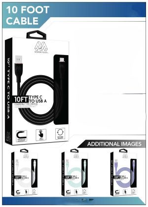 G3-17 10FT TPE USB-C to USB-A Cable (ASTD)
