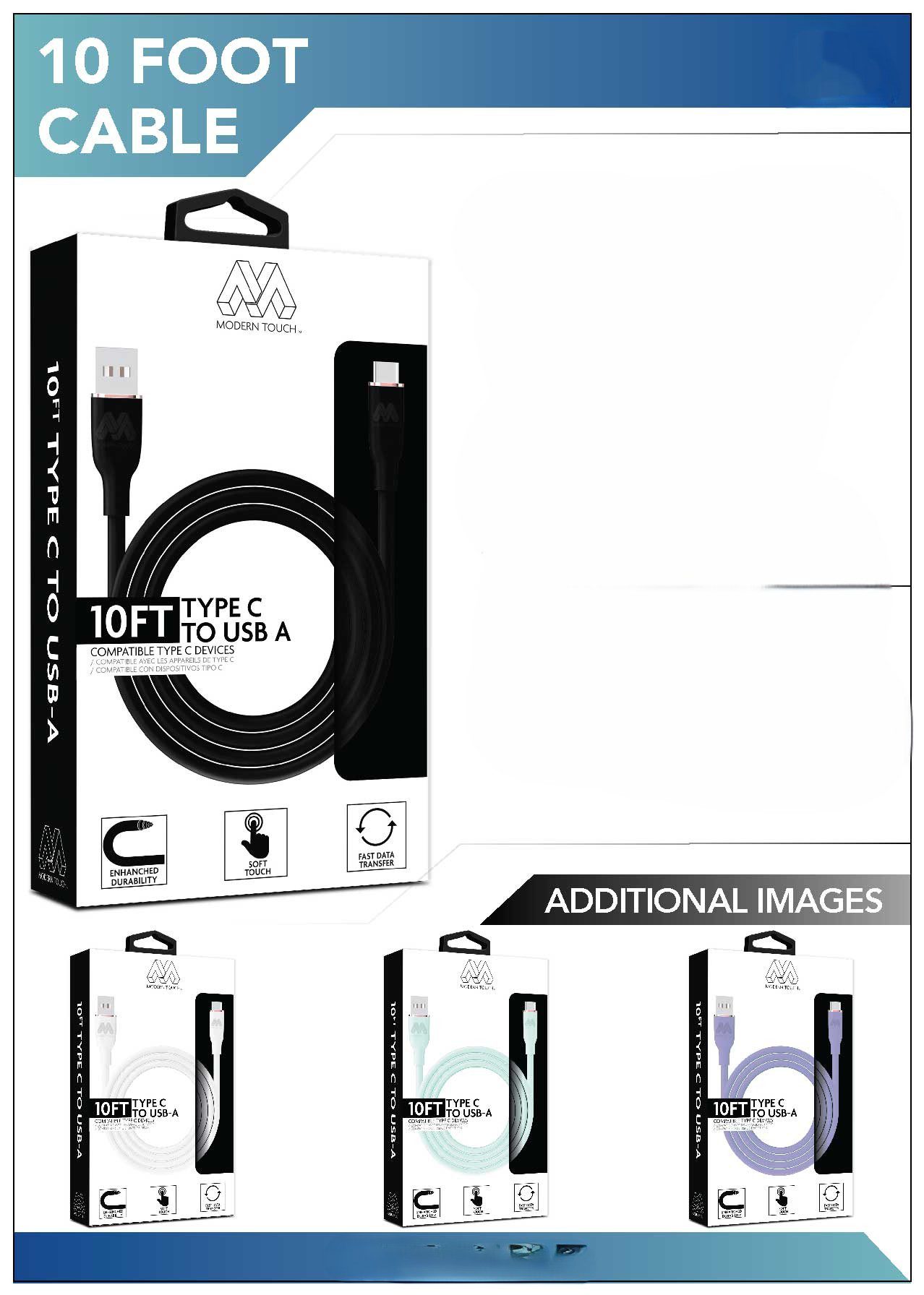 G3-17 10FT TPE USB-C to USB-A Cable (ASTD)